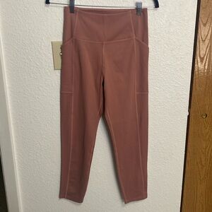 Girlfriend collective tan mauve high waisted leggings with pockets size medium